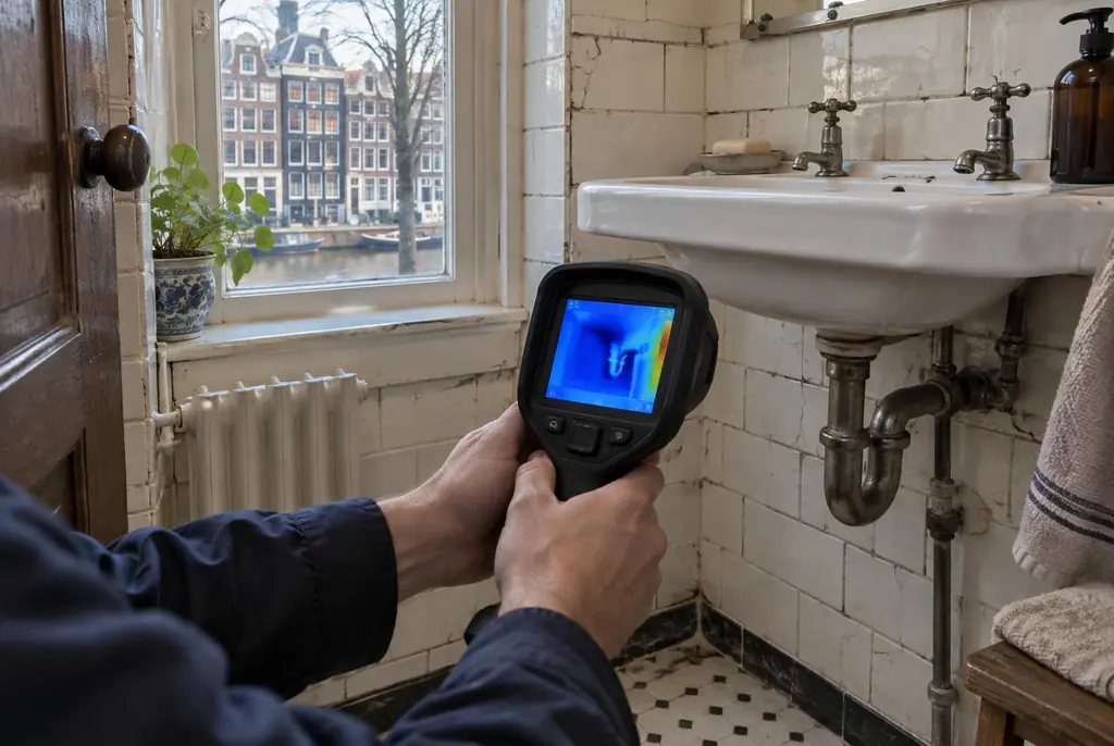 Lekdetectie Oldenzaal – badkamer met oude leidingen achter de tegels