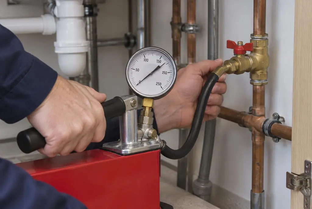 Lekdetectie Oldenzaal – druktest op een waterleiding met een manometer