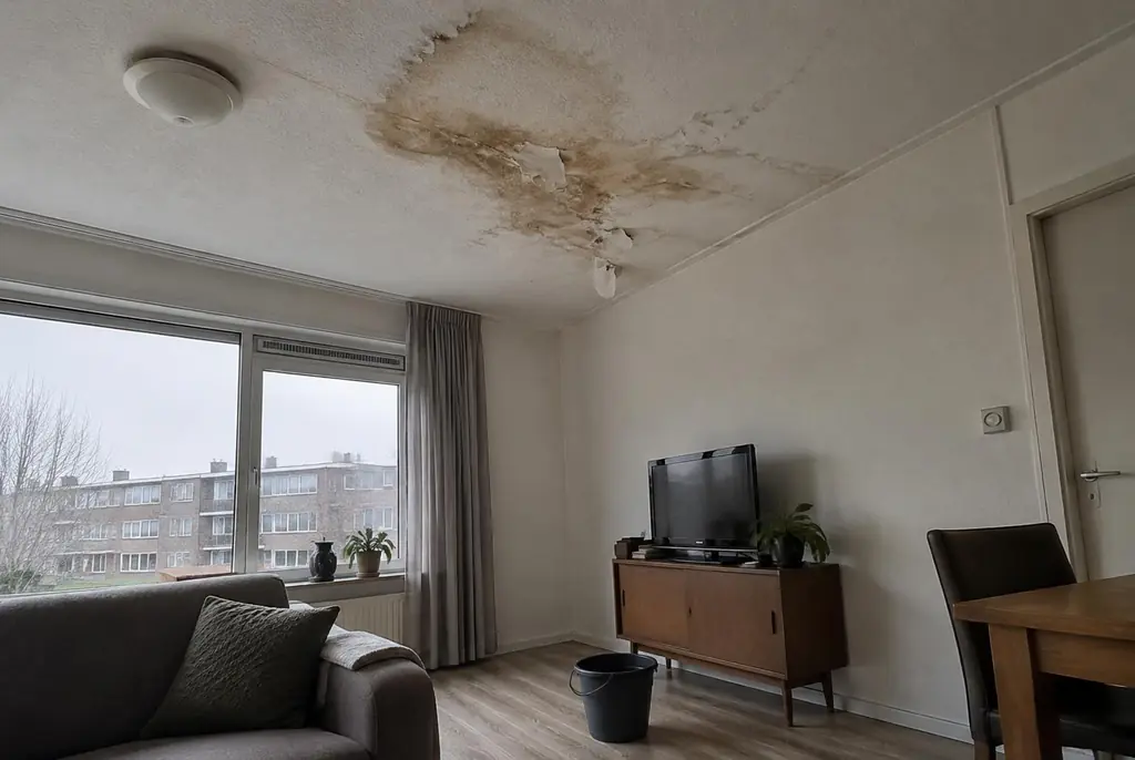 Lekdetectie Oldenzaal – vochtplek op het plafond onder een badkamer